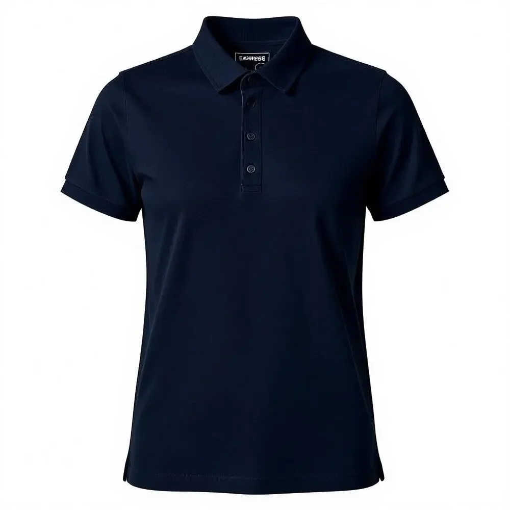 Express Women Black 4 Button Front Pointed Collar Short Sleeve Polo Shirt S/P - Picture 1 of 8